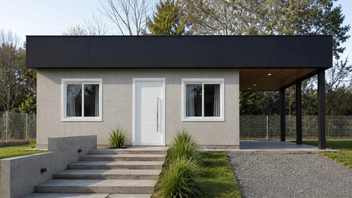 Vivienda minimalista prefabricada de Tu Cassa con techo plano