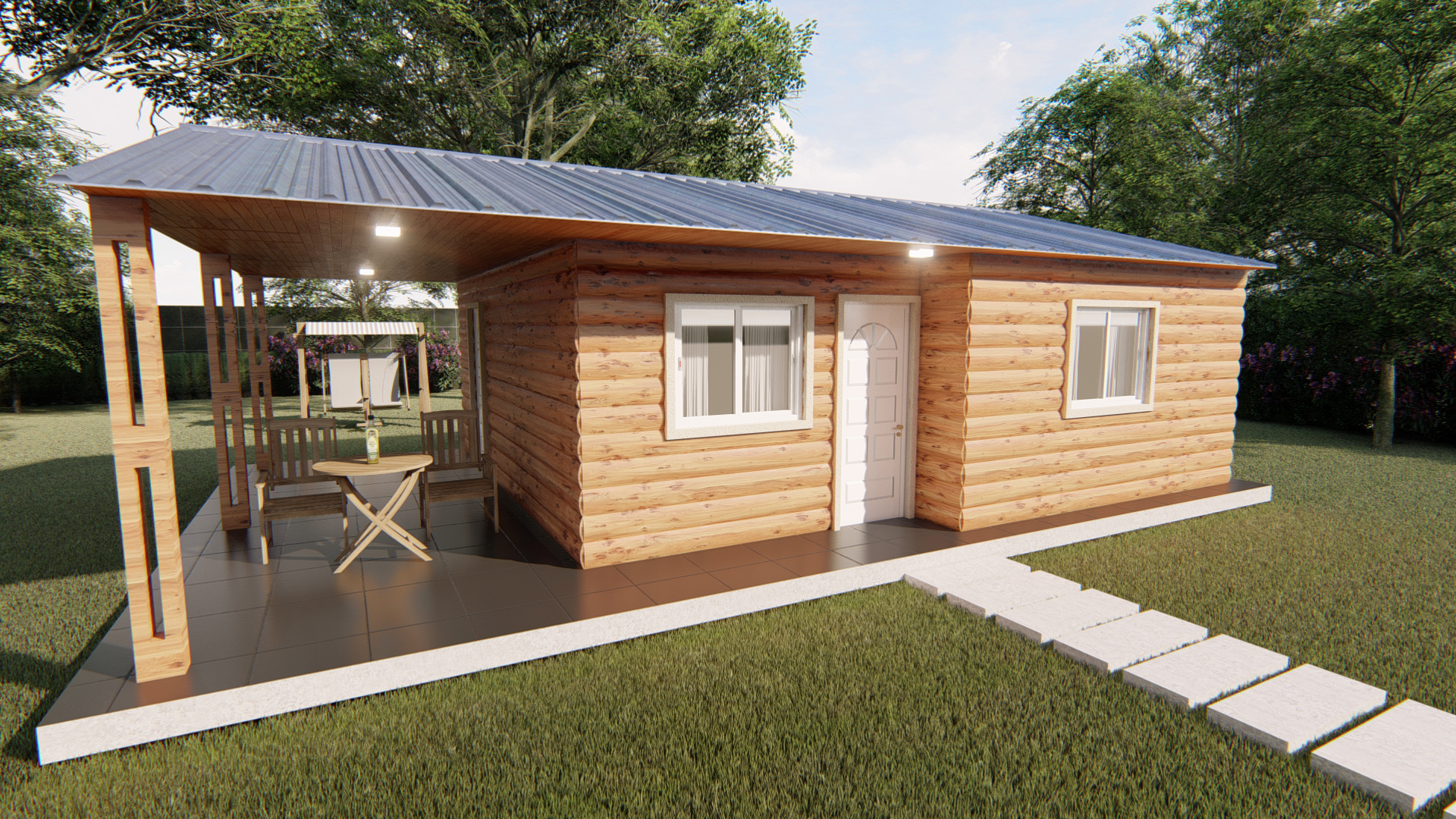 Cabaña prefabricada de madera de Tu Cassa con galería