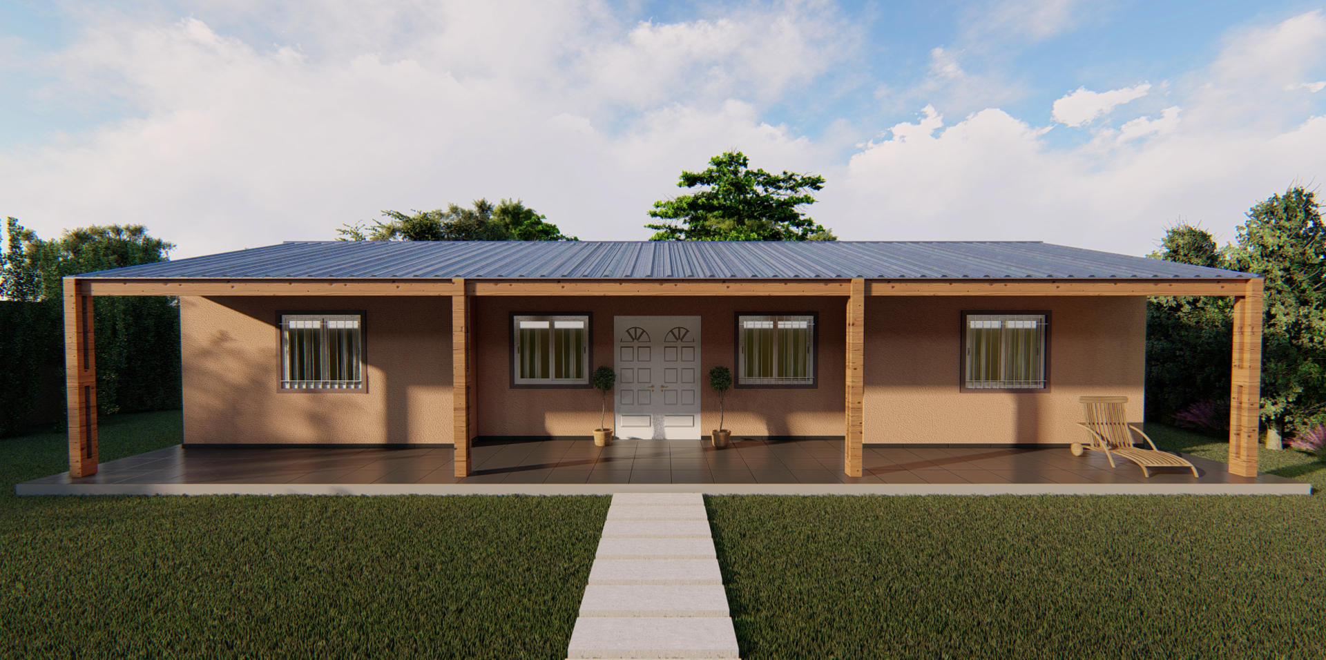 Vivienda minimalista prefabricada de Tu Cassa con techo plano