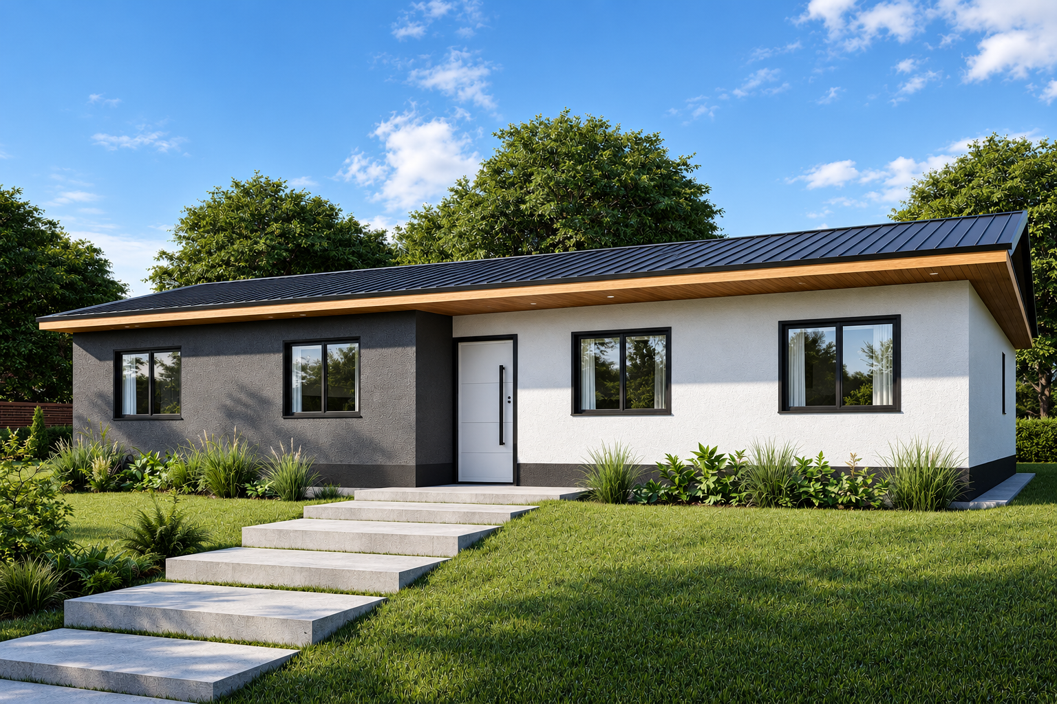 Vivienda minimalista prefabricada de Tu Cassa con techo plano