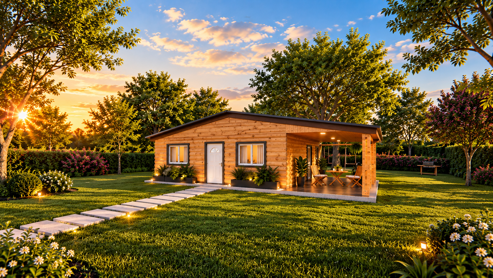 Cabaña prefabricada de madera de Tu Cassa con galería